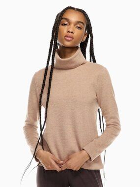 Aritzia BABATON "The Group" Cotton Blend Camel/Tan Turtleneck SZ S
